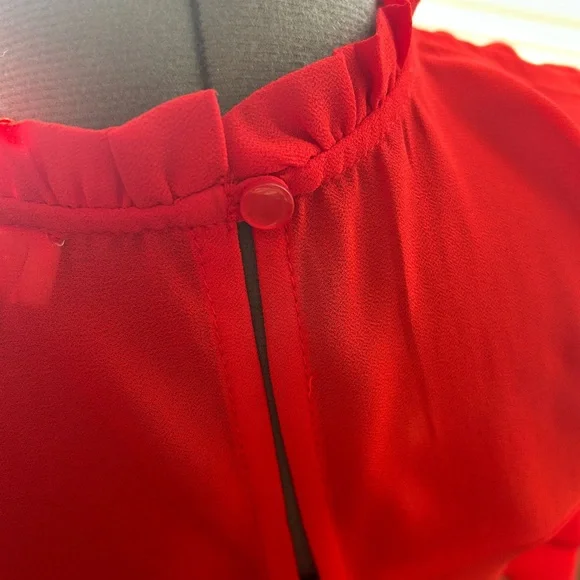 Monteau Vibrant Red Blouse with Bell Sleeves - Picture 7 of 8